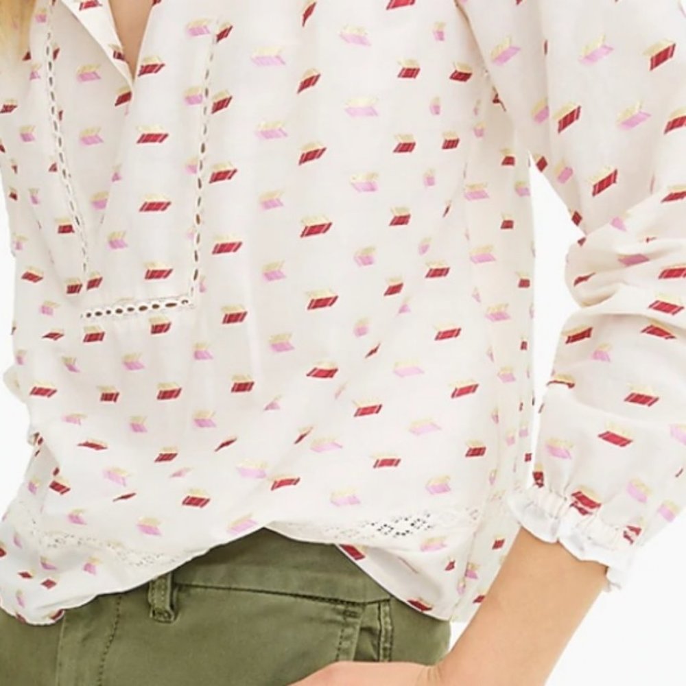 J. Crew Point Sur Ruffle Neck Metallic Top - Picture 5 of 8